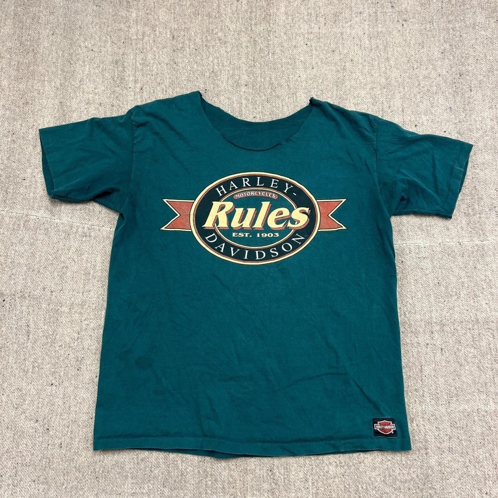 Vintage Harley Davidson Shirt Mens Large Green 1990s USA‎ Eagle